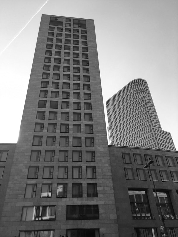 Berlin, image from below of some modern skyscrapers 