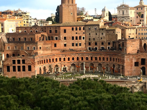 Picture of the large complex of ruins in the city of Rome, Italy, located on the Via dei Fori Imperiali, at the opposite end to the Colosseum.