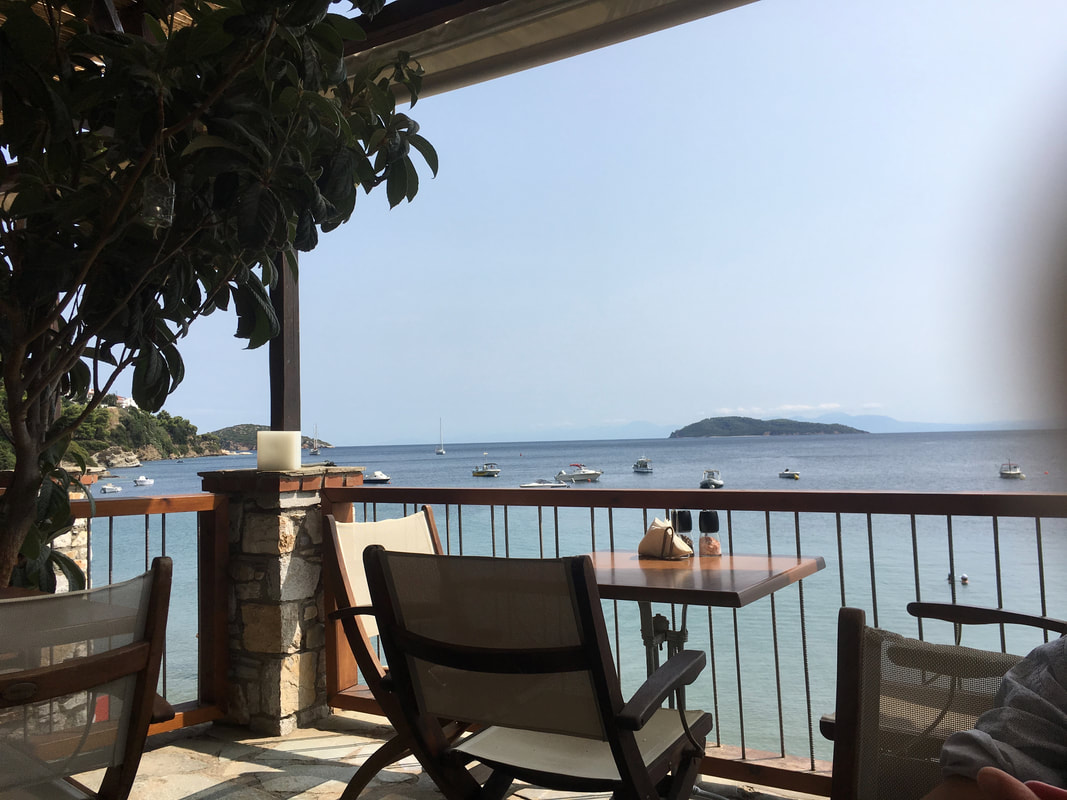 Picture from a terrace restaurant in Skiatos, Greece 